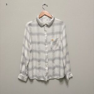 Paxton LSU Plaid Flannel Top - Gray & White, XL